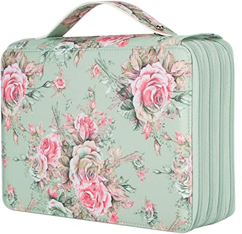 BestAlice Astuccio, Organizer per Astuccio di Grande Capacità da 200 Scomparti, Borsa Portamatite con Cerniera a 4 Strati con Tasca Portapenne per Ufficio Scolastico Universitario(rosa verde)
