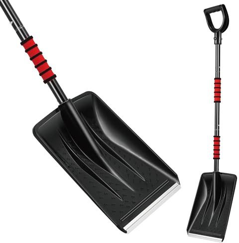 Travel Snow Shovel Heavy Duty with Detachable Multi Section Handle, Collapsible Snow Removal Tool for Car, Travel, Outdoor Camping, Garden etcs
