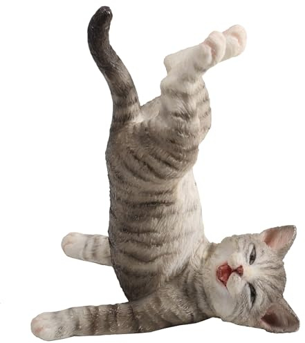 Veronese Design 10,2 cm graue getigerte Yoga-Katze, Schulterständer, Pose, Kunstharz, Tierfigur