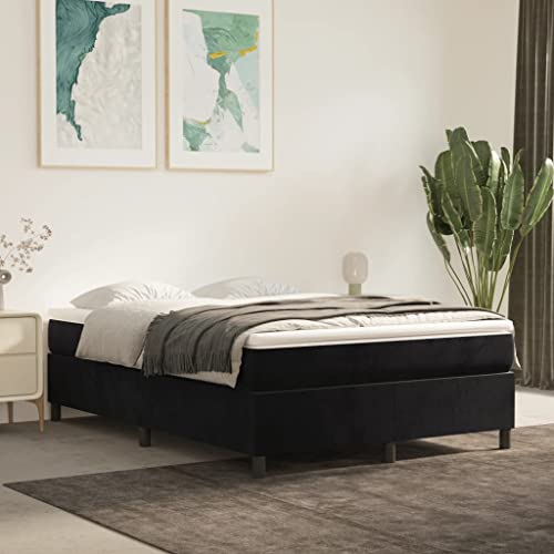 prissent Boxspringbett 140x200 cm Samt Bettrahmen Mit Lattenrost Betten Bett Bettgestell Bed Frames Betten Boxspring Jugendbett Soft Frame Bed Schlafbett Doppelbett Schlafzimmerbett Schwarz