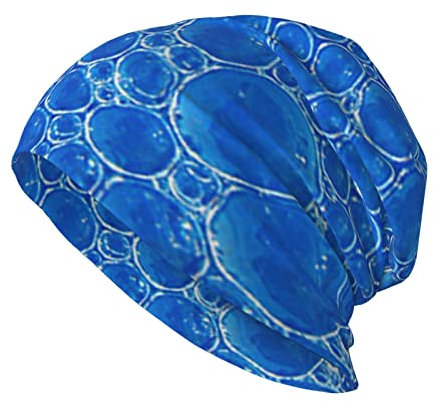 Grati Blue Bubbles Casual Beanie Cap Skull Hat Winddicht Ohrenschützer Hut Dome Cap Headwear, Schwarz , One size