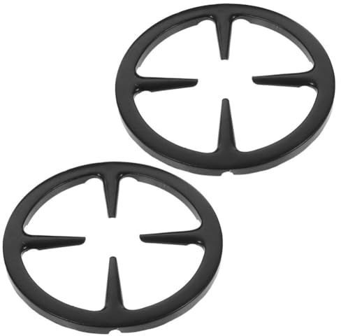 Support à Cafetière pour Cuisinière à Gaz, Lot de 2, Fer Noir | Base Ronde, Usage Domestique Cuisine, Surface Lisse sans Bavures, Structure Robuste