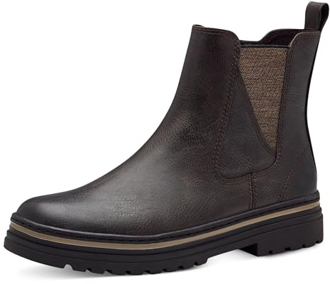 MARCO TOZZI Damen Chelsea Boots Flach mit Reißverschluss, Braun (Mocca), 41 EU