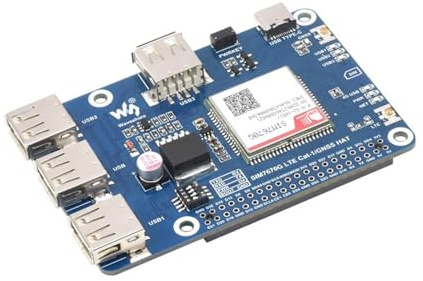 TUOPUONE Cat-1/GNSS HAT kompatibel mit Raspberry Pi basierend auf SIM7670G Modul Global Multi-Band LTE 4G Cat-1 Unterstützung GNSS Positionierung 3X USB 2.0 erweiterte Anschlüsse
