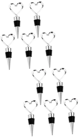 Alipis 10 Pezzi Wine Bottle Stoppers – Tappo di Bottiglia Vino a Forma di Cuore in Zinco, Accessori per Festa, Decorazioni Tavola per Matrimonio, Cena Romantica e Party Bar 4.1 in x 1.7 in