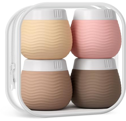 Yinke 4 Stück Döschen, 50ml Silikon Cremedose Mini Dosen mit Klarsichtbeutel, Reise Kosmetik Behälter, Travel Essentials/Travel Accessories (Apricot)