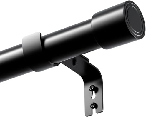 Gardinenstange Schwarz Ausziehbar Gardinenstangen Ausziehbare Vorhangstange Kappenknäufen Erstellbare Länge mit Endstücken Curtain Rod für Schlafzimmer Schwarz 67-171CM
