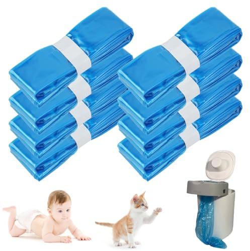 Mecmbj 8 Pack Nappy Bin Refills, 4.5M Long, Odour Control, Nappy Bin Liners | Nappy Bin Refill Bags, Tear-Resistant, Universal, Diaper Bin Pail Disposal Bags, Compatible with Most Diaper Pail