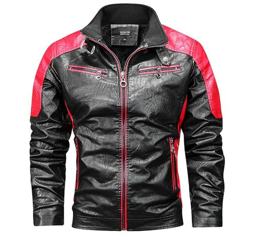 SRZYMJ Lederjacke Herren Rot Lederjacke Herren Braun Echtleder Lang Regenjacke Leicht Faltbar Nylon Herren Fleece Sweatshirt Regenjacke Joggen Herren Fahrrad Regenjacke Herren L Kapuzensweater