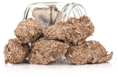 Trufas de Chocolate Belga Rellenas de Praliné de Mango con Escamas en Frasco 5 Uds, Rocas de Chocolate, Caja de Chocolates para Regalar con Trufas Magicas, tambien como Pack Chocolates para Regalar