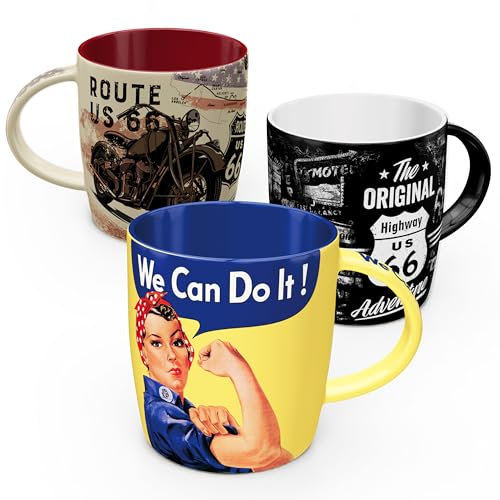 Nostalgic-Art Juego de 3 tazas de café retro de 330 ml, diseño vintage