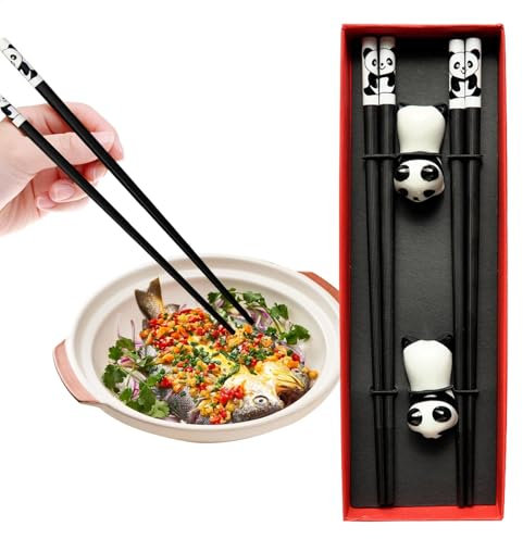 Juego de palillos chinos, palillos reutilizables | Soporte de cerámica Chopstick reutilizable