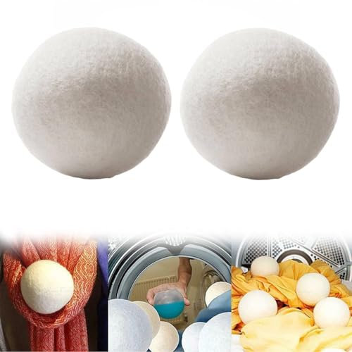 Lot de 2 balles adoucissantes pour sèche-linge de Nouvelle-Zélande réutilisables, 6 cm, faciles à ranger, réduisent les plis des vêtements et raccourcissent le temps de séchage naturellement