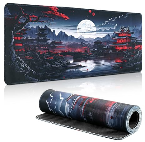 Yimomoyi Tapis de Souris de Jeu, 800 x 300mm XXL Tapis Souris Gaming Grand, Tapis Bureau Antidérapant Étanche, sous Main Souris à Bords Cousus pour Gamer, Ordinateur, PC (A Style)