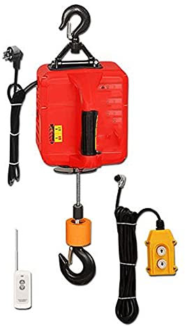 MYVVKIA Tragbarer elektrischer Flaschenzug, 500 kg/1100 lb Tragkraft, 7,6 m/25 ft Hubhöhe, 1500 W mit kabelloser Fernbedienung