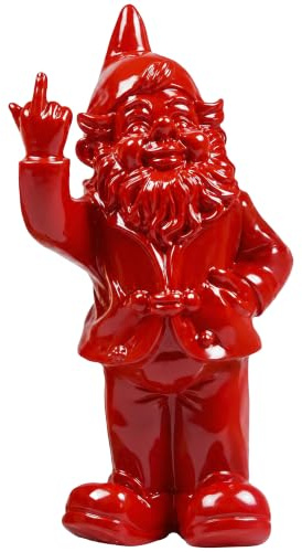 Pommerntraum ®| Sammlerfigur Zwerg Popart Gartenfigur Gartenzwerg Dekofigur | Deko Gartendeko Außendeko Troll Kabouter Wichtel Terrassendeko Beetfigur Gartenschmuck Gnom Geschenkidee Retro (rot - 20 cm)