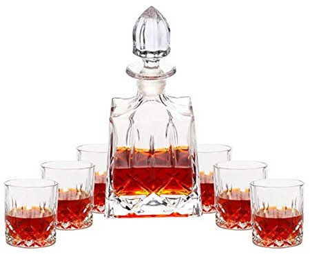 ZMJGLL Ensembles de Carafe à Whisky,Carafe en Verre de Cristal Tasse à Whisky Domestique Bouteille de vin à Fond épais