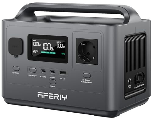 AFERIY Generateur Electrique Portable 400W, Station Énergie Mobile 256Wh, Batterie Nomade LFP, Sorties Variées, EU Prise 220-240V, UPS, Générateur Électrique Solaire Pour Votre Vie Sans Interruption