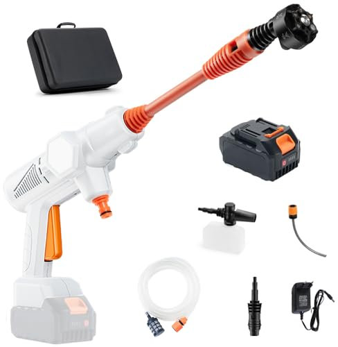 Gtremulent Nettoyeur Haute Pression sans Fil Professionnel Portable: Pistolet Haute Pression 60Bar/870PSI sur Batterie 21V 4.0Ah avec Tuyau 5m - Lave Haute Pression pour Voiture/Terrasse/Balcon