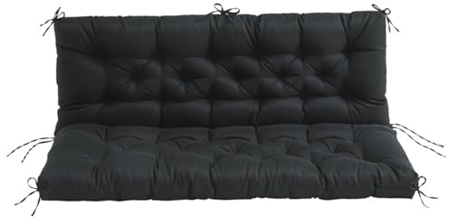 Seat Cushion, Backrest, Bench Cushion, Chair Cushion, Bench Cushion, Garden Cushion, Quilted Cushion, Bench Cushion, Back Cushion for Hollywood Swing, Cushion for Garden Bench (Black, 150 x 100 x 10