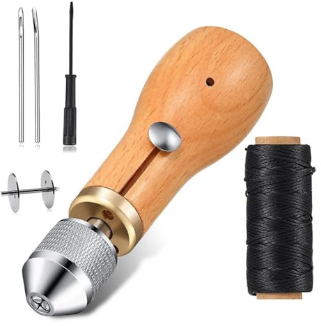 Cpolebev Kit Punteruolo da Cucito in Pelle Strumenti Artigianali Strumento di Riparazione della Tela per Calzolaio Fai-da-Te Strumenti per Intaglio della Pelle di Mucca