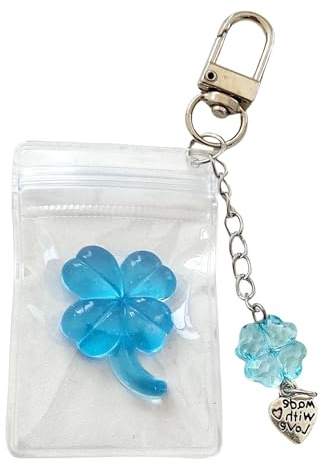 MHADBKH Schlüsselanhänger aus Kunstharz, vierblättriges Kleeblatt, stilvoller Handy-Anhänger für Damen und Jugendliche, weiches und leichtes Accessoire, Metalllegierung, Kein Edelstein