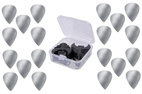 BESTonZON Gitarrenplektrum Tragbar Satz aus Edelstahl und Kunststoff mit 23-teiligem Plektrum Aufbewahrungsbox Geeignet für Bass und Gitarrenspieler