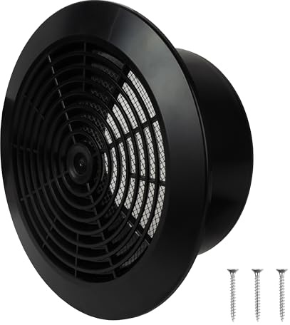 Repa Market Schwarz Kunststoff Lüftungsgitter 150 mm – HVAC Runde Innen Außenluftansaugung Deckenbelüftung mit Schutzgitter – Abluftventilation Kanalabdeckung – Klimagerät Lüftungsrohr Abdeckung
