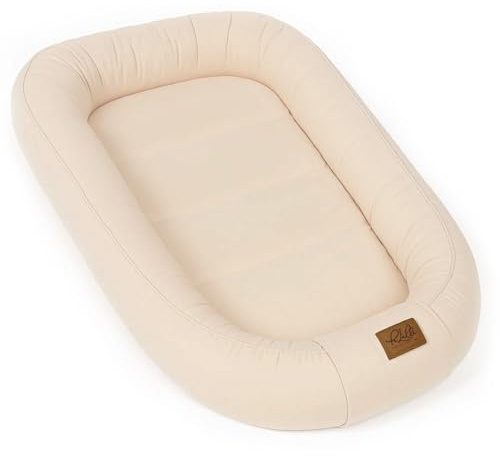 PaLulli Nid pour bébé extra large 100 x 60 cm en coton - Nid douillet réversible pour bébé - Fabriqué à la main, respirant et sûr (beige)