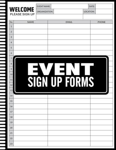Event Sign Up Forms: Guest Sign-In Logbook for Meetings, Workshops & Volunteer Activities, Event Registration Sign-In Sheets for Attendee Tracking & Contact Details