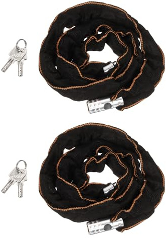 PATIKIL Candado de cadena (4 pies x 3/4 pulgadas, plateado) (2 unidades), candado de cadena antirrobo de acero al manganeso grueso con 2 llaves, apto para bicicletas, remolques, motocicletas, garaje