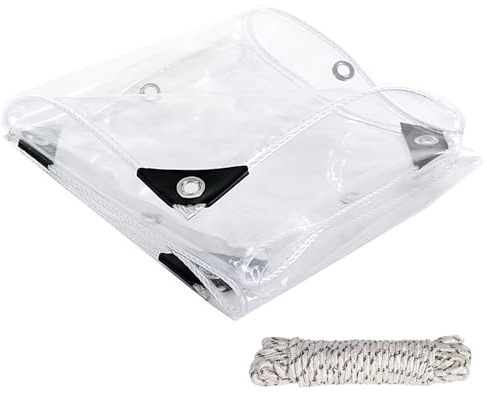Heavy Duty Clear Tarpaulin 50x450 cm - Waterproof Windproof & Tear Resistant with Eyelets & Rope for Outdoor Furniture Garden & Greenhouse Protection