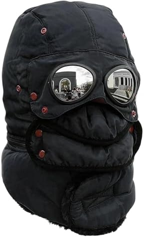 Generisch Sturmhaube Winter, Fliegermütze Mit Brille Und Maske, Warm Trapper Mütze Herren Für Motorrad, Fahrrad, Ski