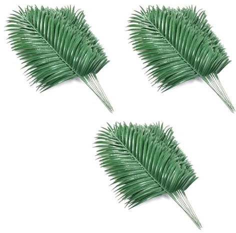 ISTOVO 36 Piezas de Hojas de Palma Artificiales Plantas de Palma Falsa Frondas Tropicales Grandes Hojas de Planta Verde para Hojas Fiesta Hawaiana