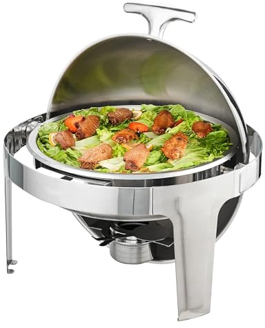 Set da buffet rotondo con scaldavivande, scaldavivande professionale in acciaio inossidabile per feste, matrimoni, campeggio, cene per almeno 5 persone