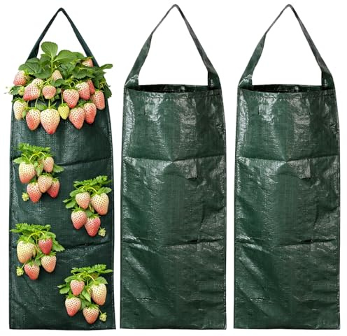 YcsRnn Strawberry Planter, Tomato Planter, Hanging Planter with Tomato Grow Bag, Strawberry Plants Outdoor Ready to Plant UK, Grow Bags for Tomatoes, 60 x 25 cm
