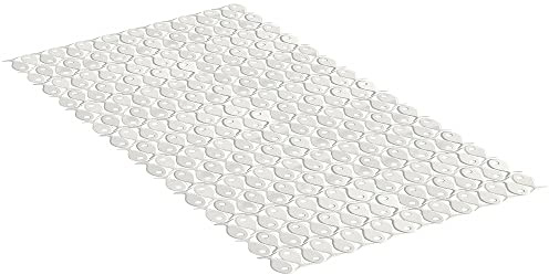 TATAY Alfombra de Bañera Piscis 70x36 cm Fijación con Ventosas Flexo de PVC | Alfombra Bañera | Base Antideslizante | Higiene PVC Antibacteriano | Ventosas de Gran Sujeción | Diseño de Peces, Blanco