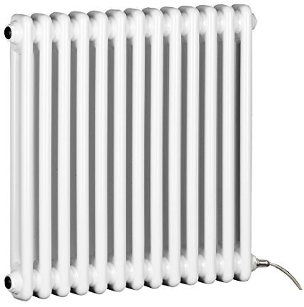 Manissa Electric Column White Radiator Traditional with PTC Element Old Cast Iron Type School Radiator (2 Column 600mm H x 592mm W)