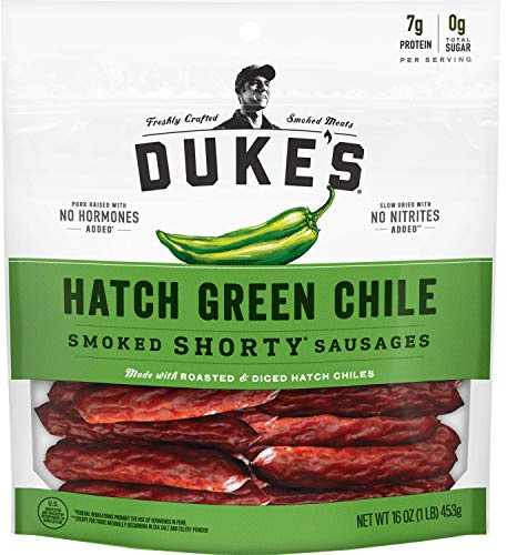 Duke's Pork Hatch Green Chile Smoked Shorty Sausages, 7g Protein Per Serving, 16oz.