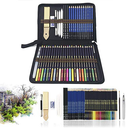 54Pcs Dibujo Artístico Profesional lápices Set, escolaresLapices de Colores,Lapices Acuarelables,Lápices de Dibujo y Bosquejo Material de dibujo- Ideal para la pintura creativa