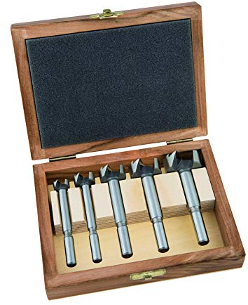 ALPEN Forstnerbohrerset SHARP SHARK 5-teilig (ø 15-35 mm, mit 3-Flächenschaft, mit Holzbox, Holzbohrer für Weich- und Hartholz) 23900005100