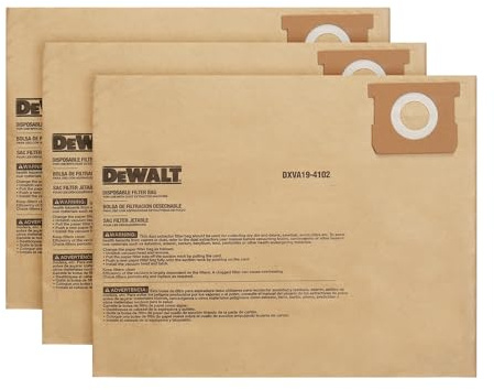 DEWALT DXVA19-4102 Dust Bag Fits for 12-16 Gallon Wet/Dry Vacuum Compatible with DXV12P DXV14P DXV16P DXV16PA DXV16S,3 Pack