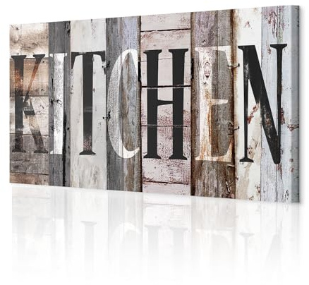 decomonkey Bilder Kitchen 120x40 cm 1 Teilig Leinwandbilder Wandbild Küche | Strukturleinwand, Holzkeilrahmen, Bild auf Leinwand, Kunstdruck, Wanddeko, Wohnzimmer, Wanddekoration, Holz
