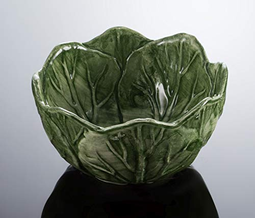 Salat Beistellschale Salatschale grün Reliefen italienische Keramik 15x8
