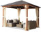Gazebo da giardino 3x3 m look legno, tetto Hardtop in acciaio, 4 teli laterali color crema