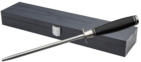 Katana Saya Pakkawood 20cm Diamond Knife Sharpening Rod, Black Pakkawood Handle, Knife Sharpener. Honing Rod
