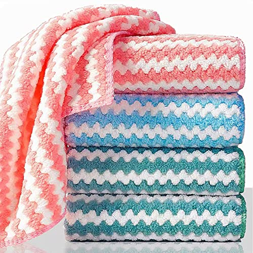 Microfibre Cleaning Rag, 15 Pack Microfiber Cleaning Cloth, Super Absorbent Reusable Cleaning Towels, Multipurpose Coral Fleece Cleaning Cloth for Living Room Car Window Bathroom Kitchen 28×28cm