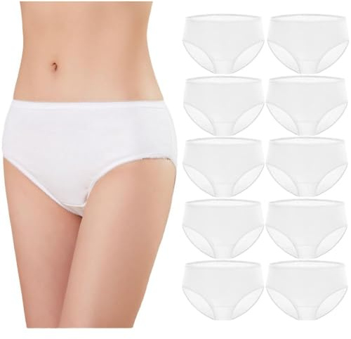 Hornice 10pcs Women Disposable Underpants Cotton Maternity Knickers Underwear Soft High Elastic for Travel Hotel Spa After Birth Hospital Maternity Pregnancy - Individually Packed