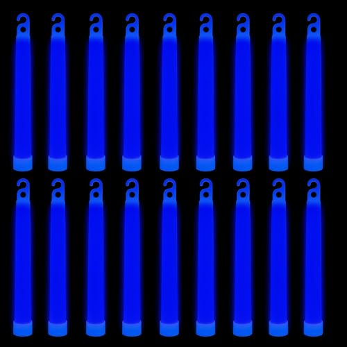 WedDecor Neon Colori Ultra Luminoso Si Illumina al Buio Bastoncino Tubi Cordoncino Premium Fluorescente Bacchette Luce per Festa di Laurea, Campeggio, Nuovo Anno ’S Vigilia, 6 Inches, 25pcs, Blu