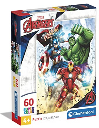 Clementoni - 26193 - Supercolor Puzzle - Marvel Avengers - Puzzle 60 Teile Ab 5 Jahren, Buntes Kinderpuzzle Mit Besonderer Leuchtkraft & Farbintensität, Geschicklichkeitsspiel Für Kinder